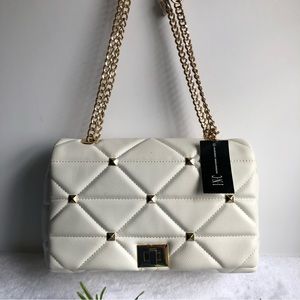 INC International Concepts Ajae Quilted Studded Crossbody Bag, Vanilla,  NWT
